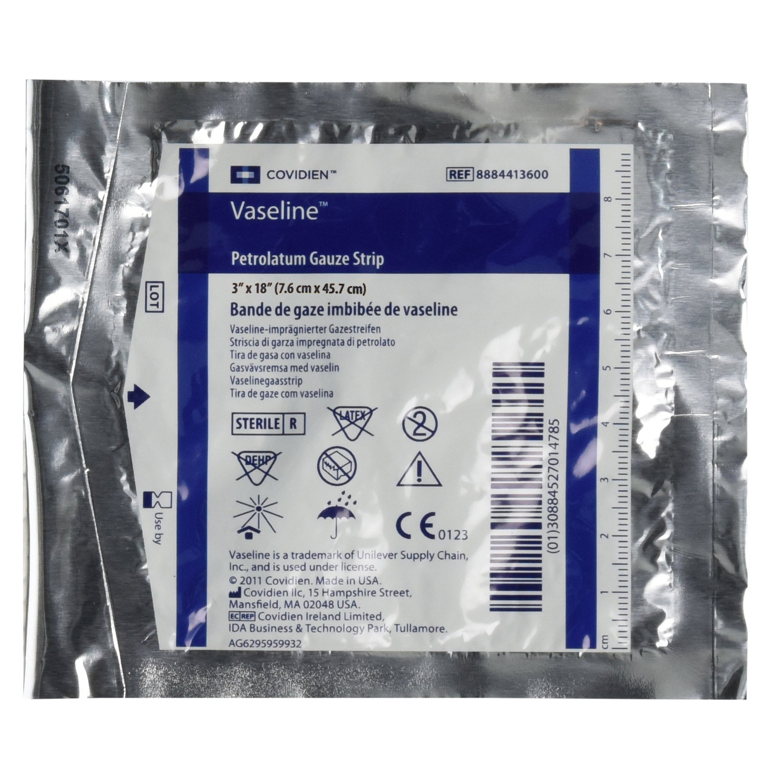 Gauze Dressing Vaseline Petrolatum NonAdherent 3" x 18" Foil, 12/Bx