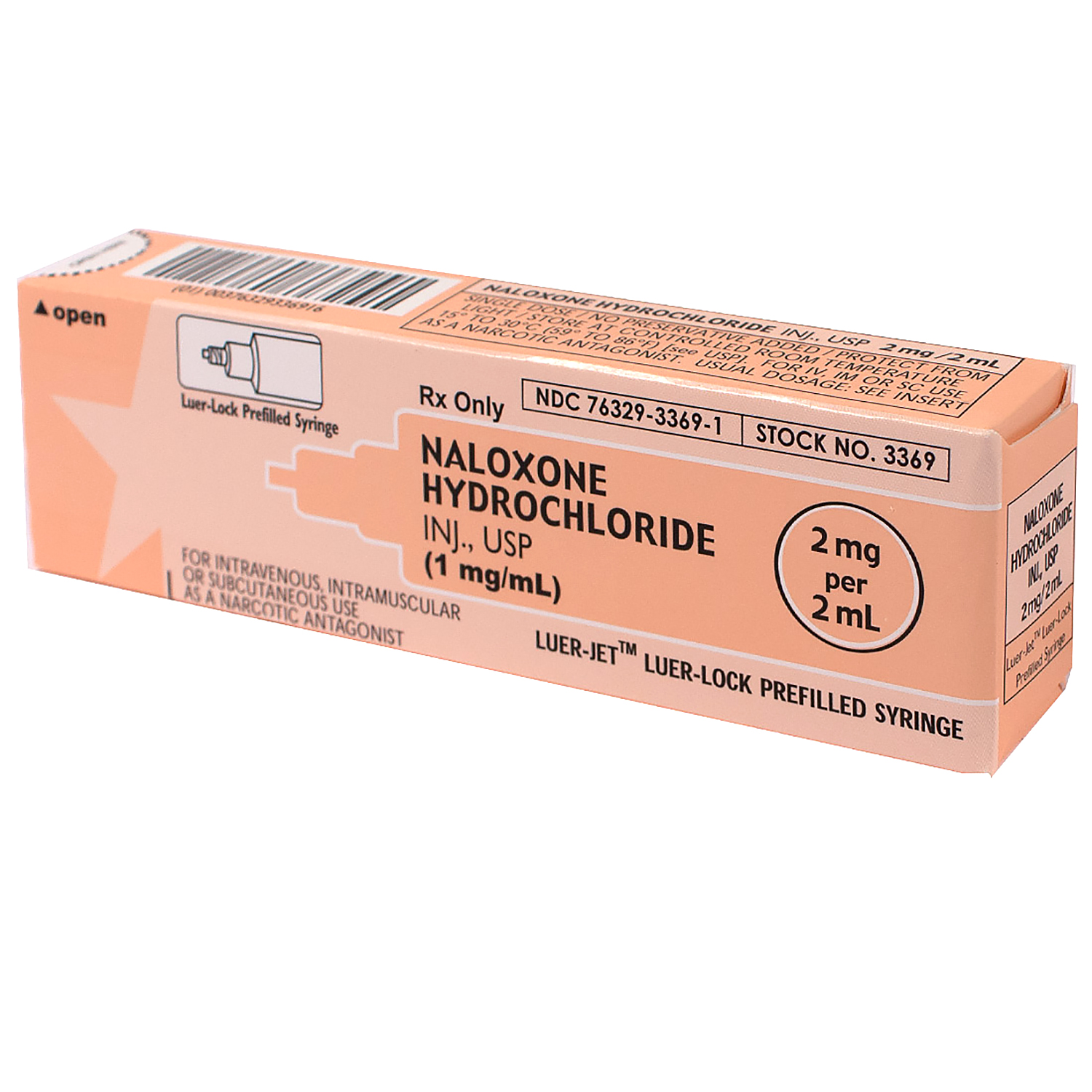 Naloxone (Narcan) 1 Mg/mL 2 ML Needless PFS Luer-Jet, Ea